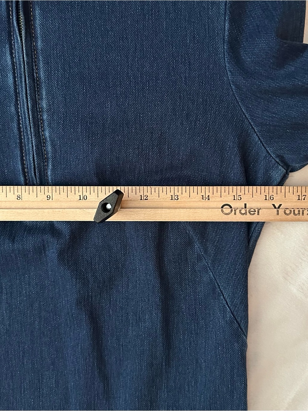 J. McLaughlin Bedford 3/4 Slv Mock Neck Knit Denim Dress S Dark Wash Fitted NEW - Picture 7 of 11